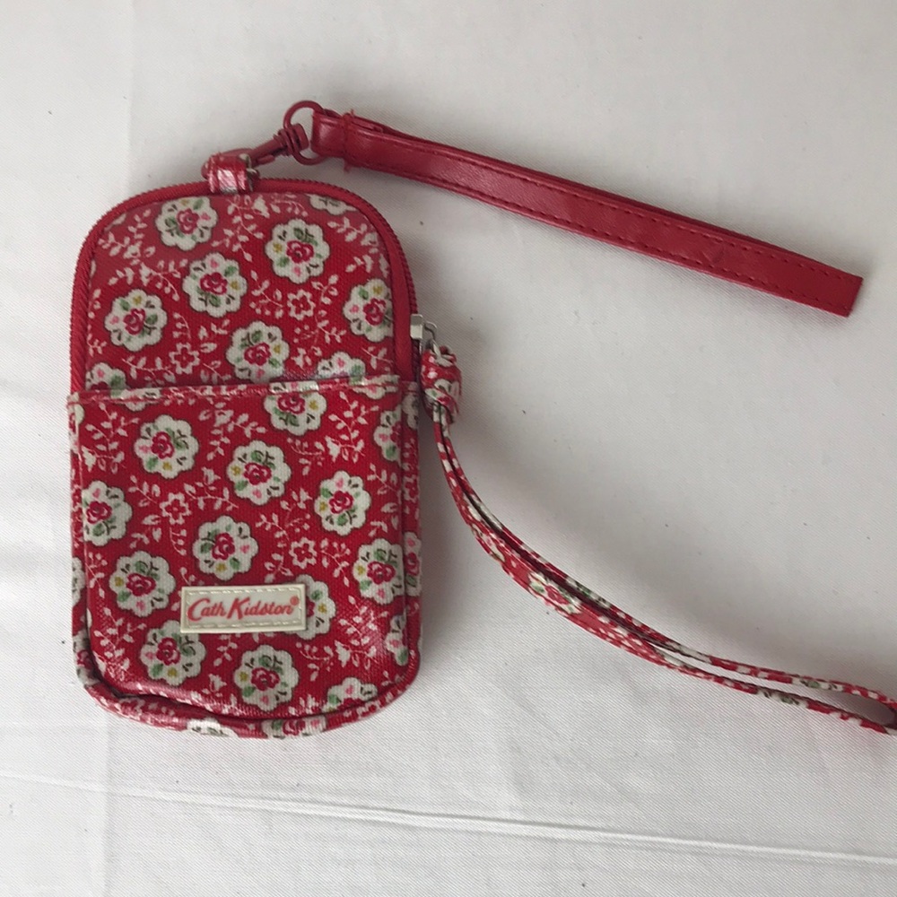 Cath Kidston red floral wristlet NWOT